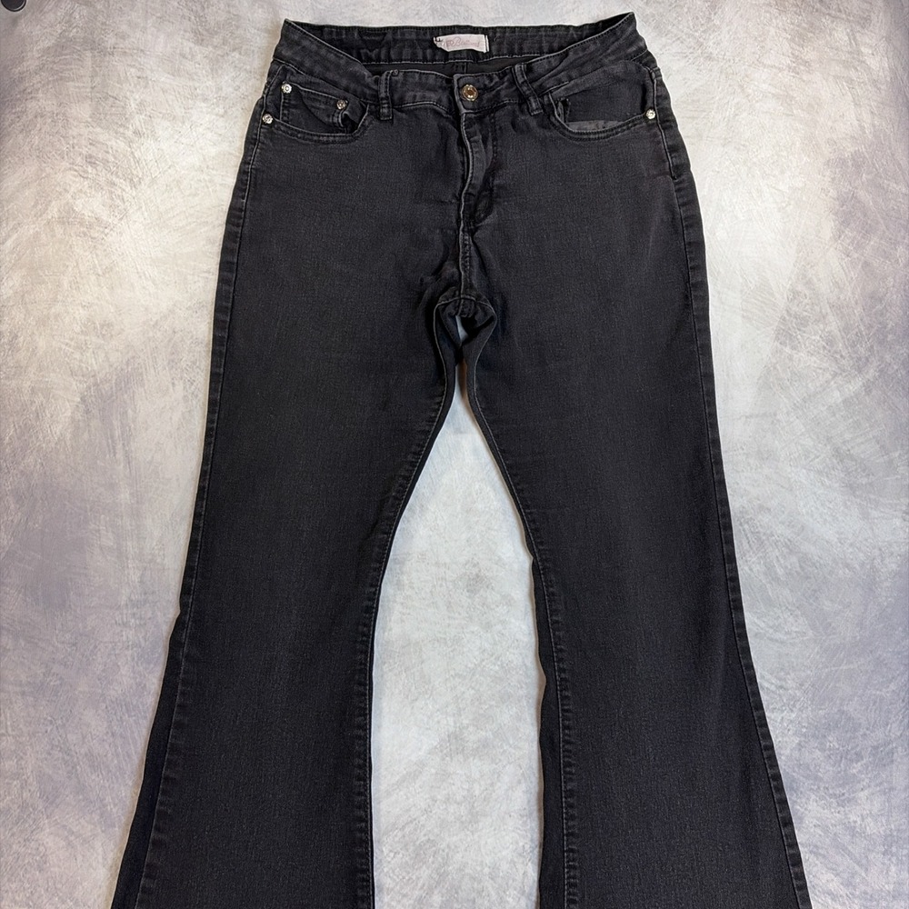 RED Bottoms Flare Jeans Womens 13/31 Black Raw Hem Bootcut Stretch